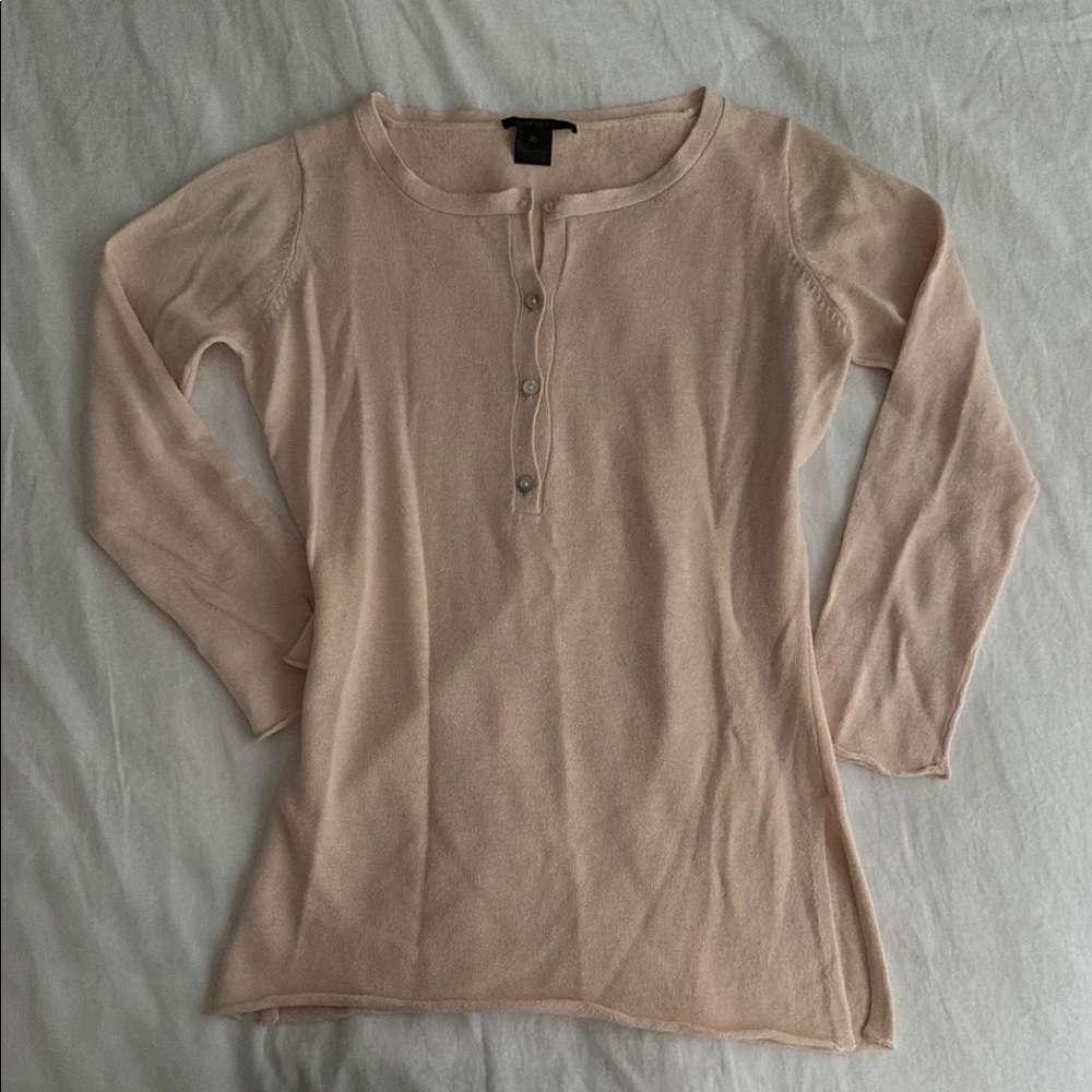 Darjoni Baby Pink Henley Sweater Cotton 3/4 Sleeve